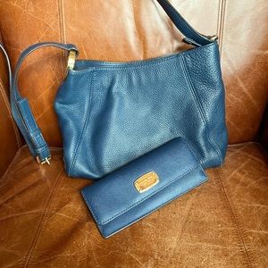Michael Kors blue bag with matching wallet